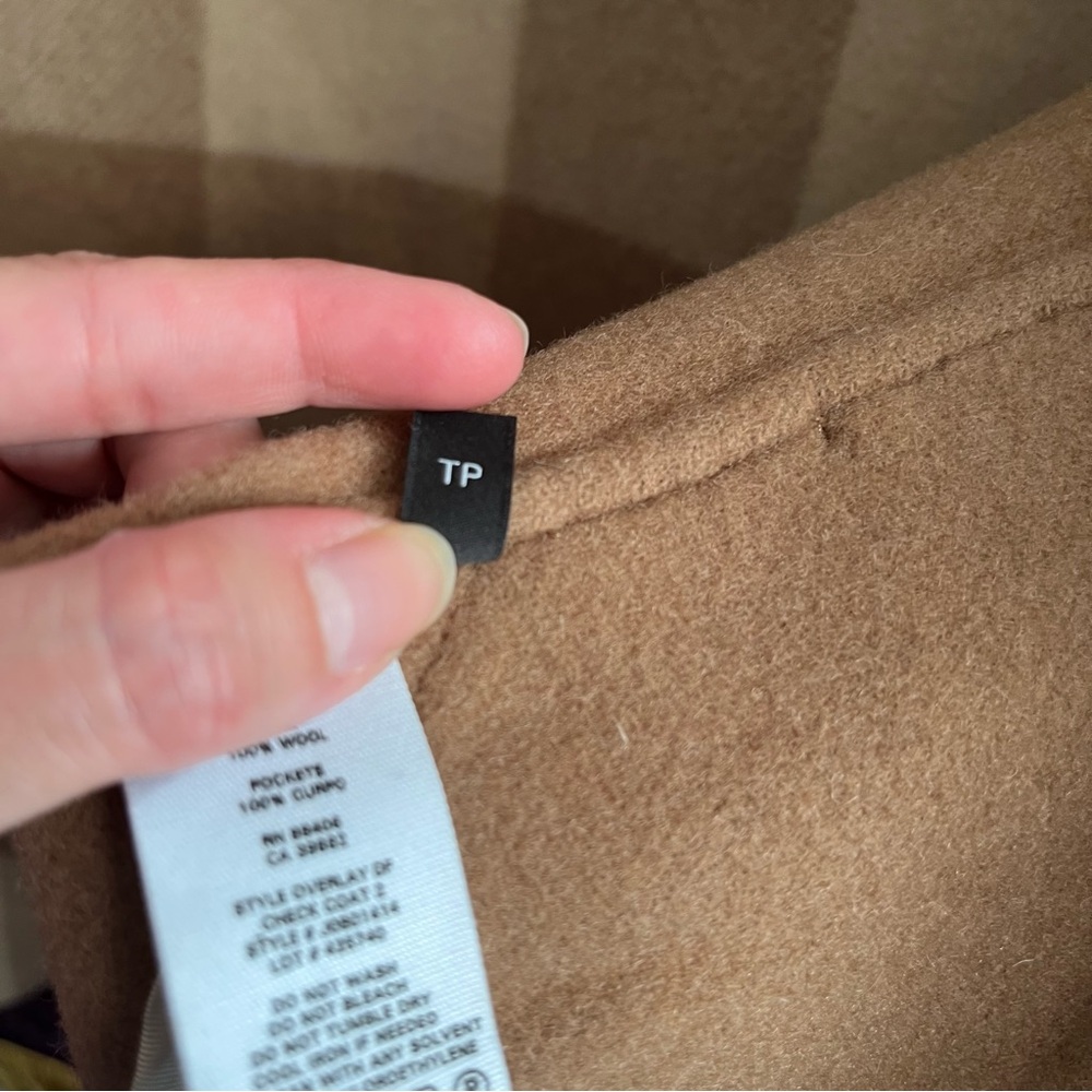 Theory Double-Faced Check Overlay Coat Camel Plaid Multi Check Wool Felt Open - Picture 13 of 14